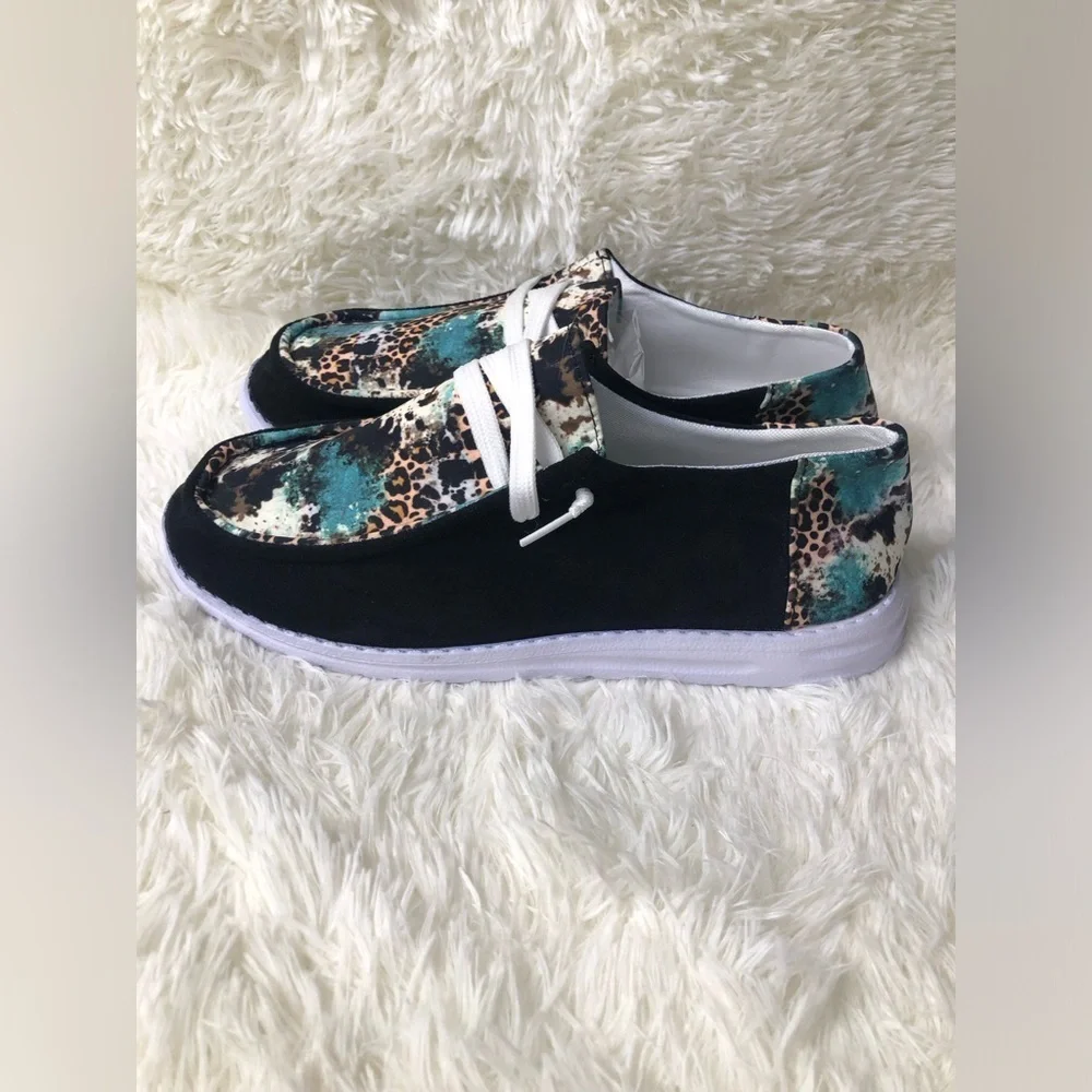 🐆🩵Women's Multicolor Animal Casual Shoes 42 US women’s 10 NWOT 🩵🐆 - Picture 4 of 16